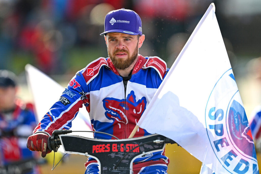 Vargarna Daniel Henderson under match i Bauhausligan mellan Vargarna och Smederna den 18 juni, 2024 på Ica Maxi Arena i Norrköping, Sverige. (Foto: Erik Kruse)
### NO UNPAID USE ###